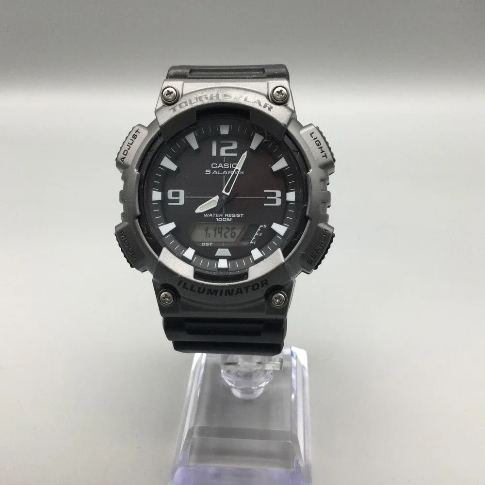 Casio 5208 AQ-S810W Mens Watch 45mm Black Dial Tough Solar 5 Alarms